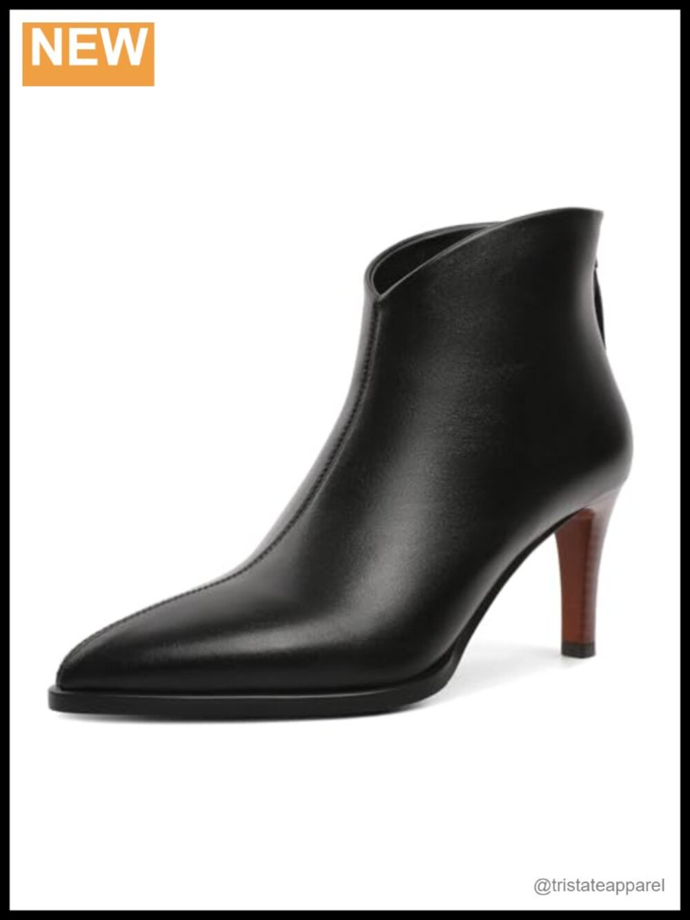 Women's Ankle Boots Kitten Stiletto Heel Pointed Toe Side Zipper Faux Leather